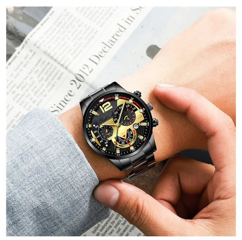 Montre de luxe en acier avec calendrier