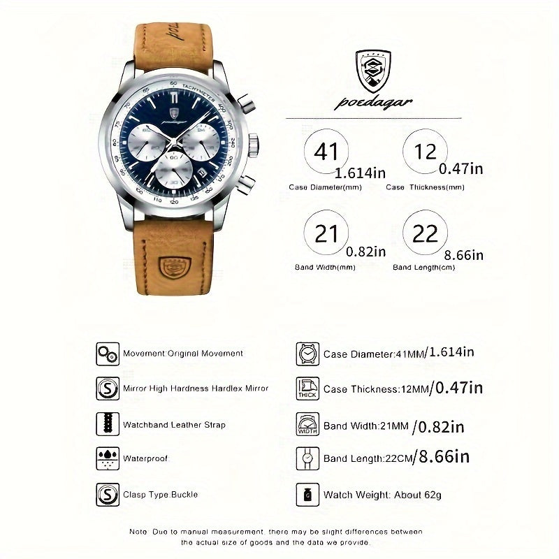 POEDAGAR Luxury Chronograph Watch