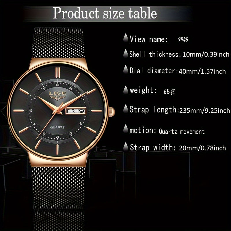 Montre à quartz de luxe LIGE