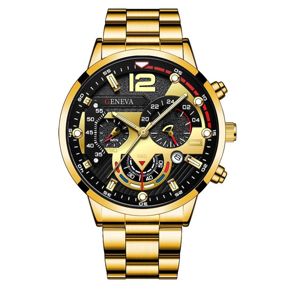 Montre de luxe en acier avec calendrier