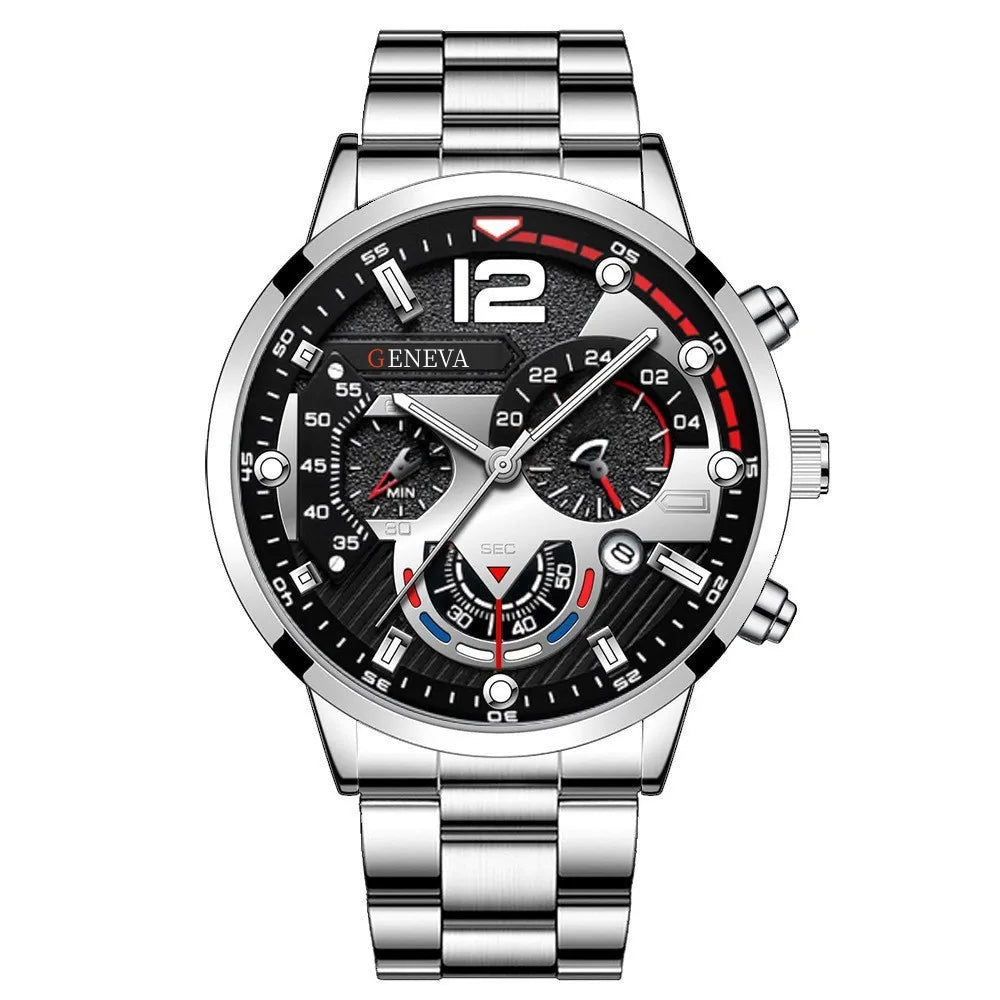 Montre de luxe en acier avec calendrier