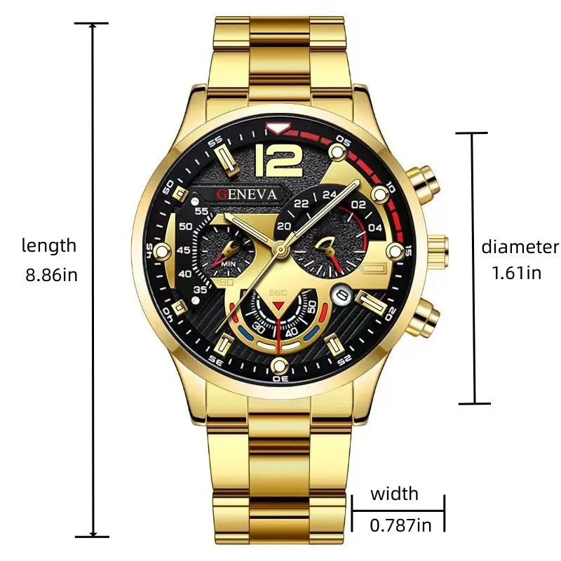 Montre de luxe en acier avec calendrier