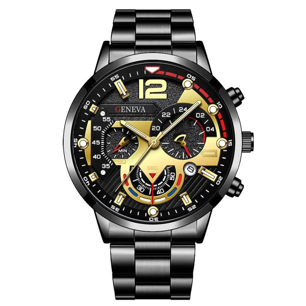 Montre de luxe en acier avec calendrier