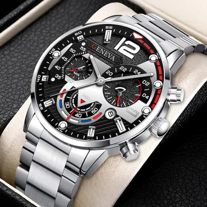 Montre de luxe en acier avec calendrier