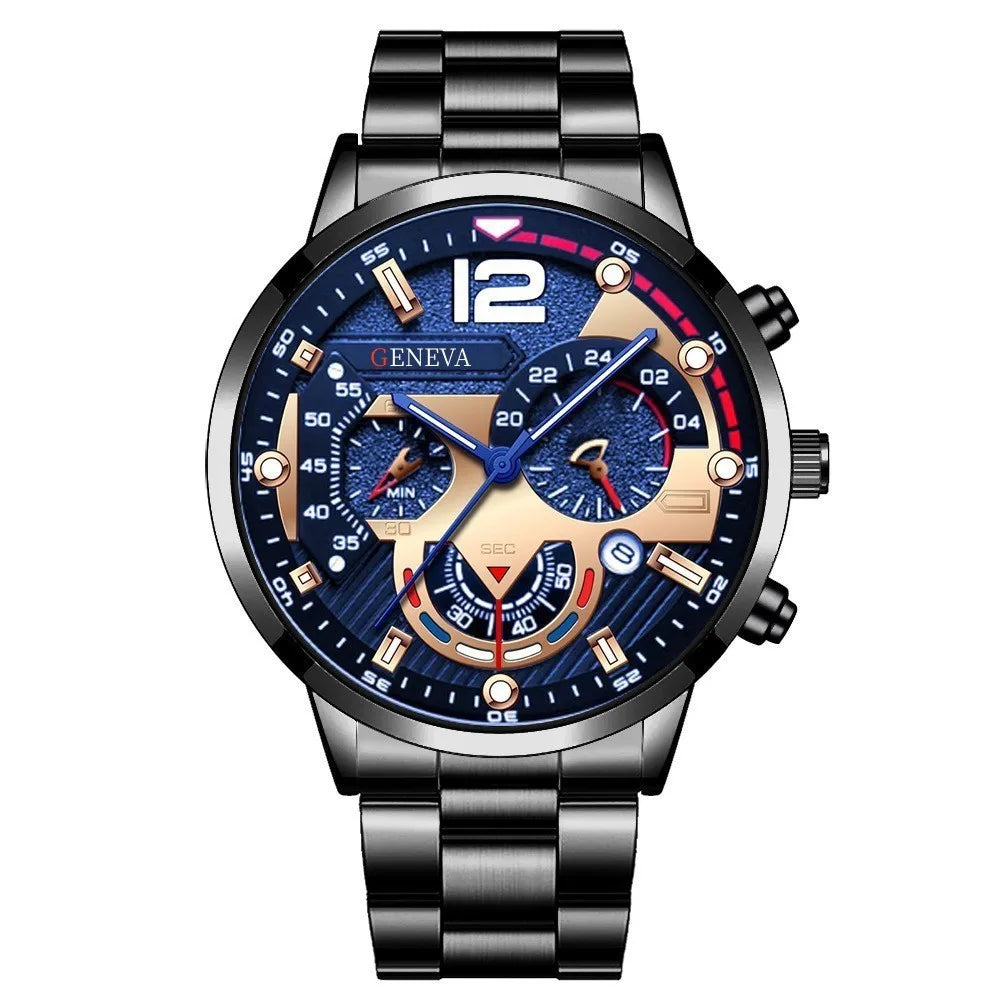 Montre de luxe en acier avec calendrier