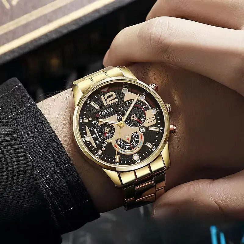 Montre de luxe en acier avec calendrier