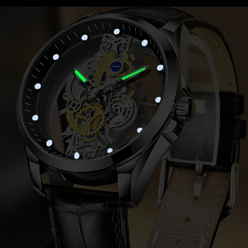 Transparent Hollow Double-Faced Watch for Men in Steel