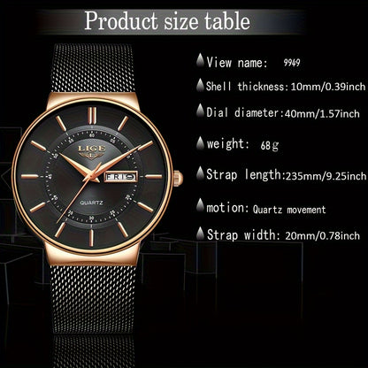Montre à quartz de luxe LIGE
