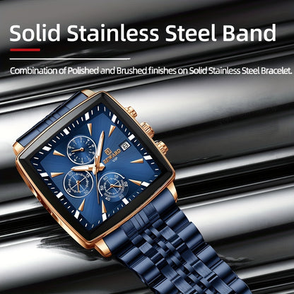 Montre à quartz rectangulaire de luxe
