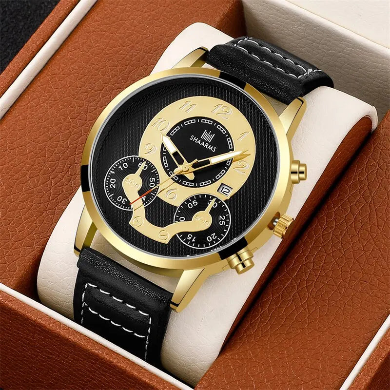 SHAARMS Mens Watches Top Brand Luxury Fashion Casual Business Quartz Watch Date Waterproof Wristwatch Relogio Masculino