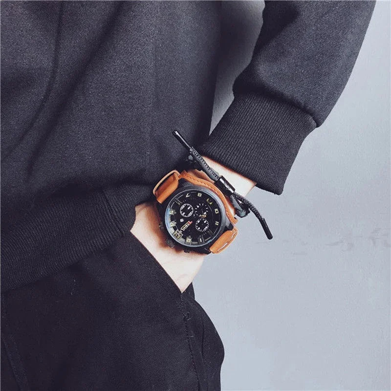 Original Men's Watches High-end Luxury Man Watch Leather Strap Date Business Quartz Watch Big Dial military tactical Wristwatch