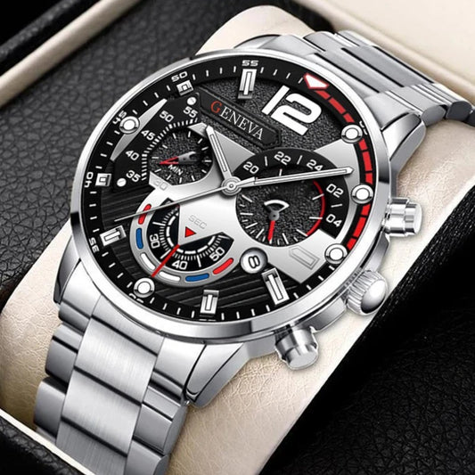 Montre de luxe en acier avec calendrier