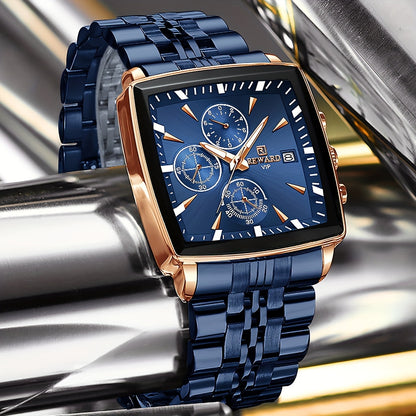 Montre à quartz rectangulaire de luxe