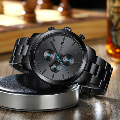 Men's Multifunctional Watch with Stainless Steel, High-Quality